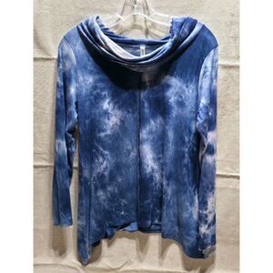 Forgotten Grace Blue Tie Dye Cowl Neck Knit Long Sleeve Top – Size S